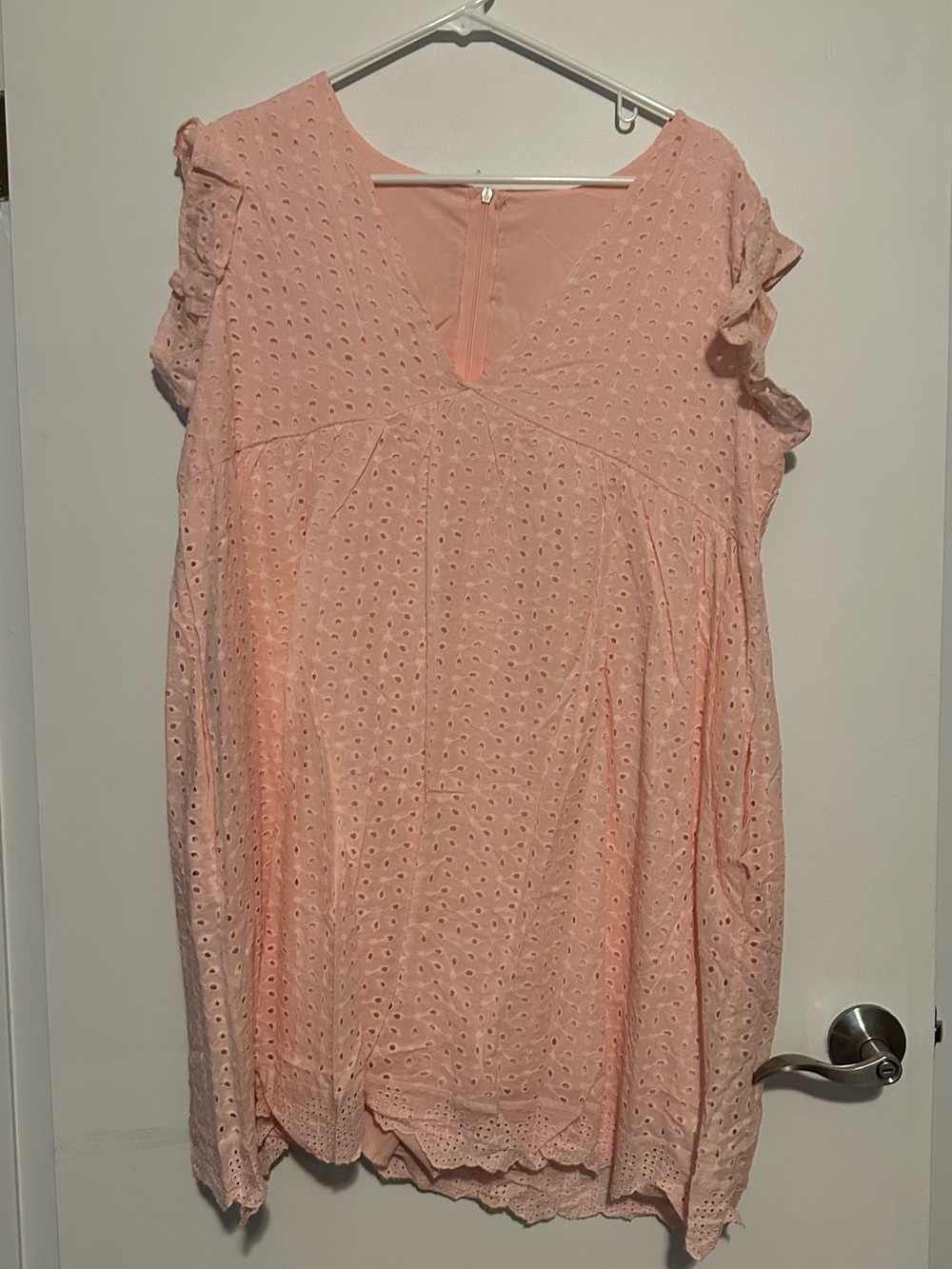 Light Pink Eyelet V-Neck Romper Dress